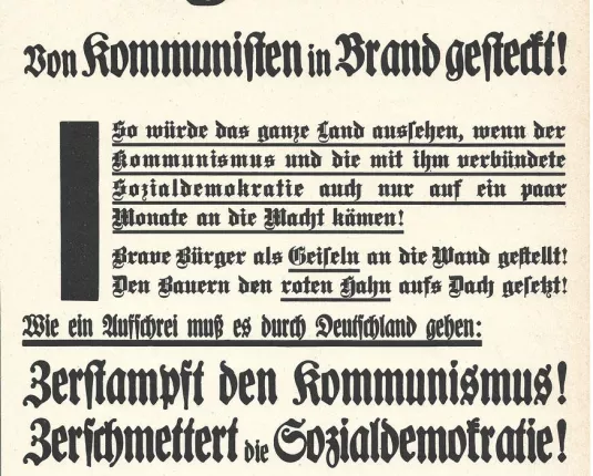 Affiche - 'Der Reichstag in Flammen! Von Kommunisten in Brand gesteckt'