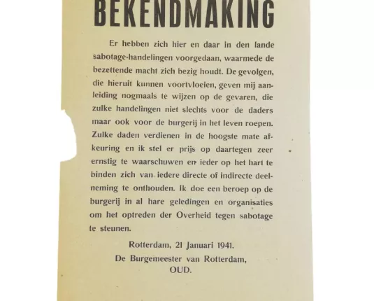 Affiche - 'Bekendmaking Rotterdam' - 1941'