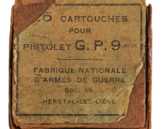 Munititedoosje '25 cartouches pour pistolet G.P. 9m/m'