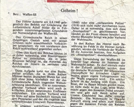 Geallieerd pamflet 'Hitlers Friebrief für die SS'