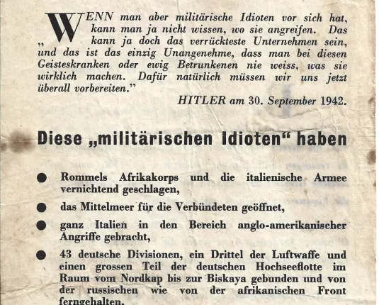 Geallieerd pamflet 'Militärische Idioten!' - 1943