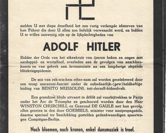 Pamflet Belgisch verzet - Adolf Hitler