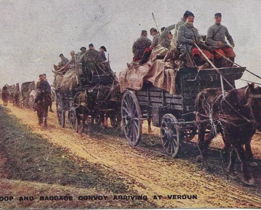 A troop and baggage convoy arriving at Verdun