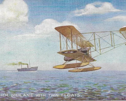 Pusher Biplane with twin floats