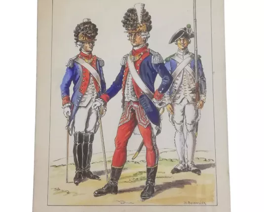 Aquarel - Volontaires du Luxembourg 1780-1782 (Henri Boisselier)